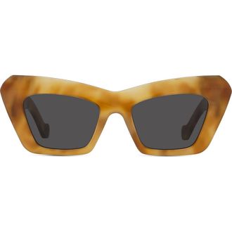 Loewe Anagram 51mm Cat Eye Sunglasses in Blonde Havana /Smoke at Nordstrom Rack