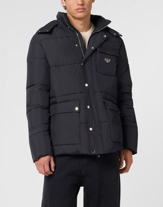 Philipp Plein Nylon Puffer Jacket Gothic Plein Men in Black at Nordstrom, Size Xxx-Large