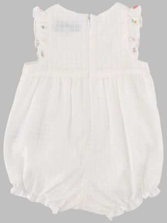 Tartine Et Chocolat Floral Embroidered Cotton Romper - White
