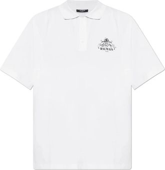 Balmain Polo met Print van Klimop - Heren - Polos - Wit - M - Katoen - Tops