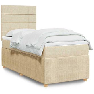 vidaXL Cama Box Spring Con Colch&oacute;n Tela Color Crema 90x190 Cm Vidaxl