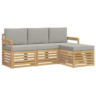 vidaXL Conjunto De Sof&aacute;s De Exterior 4 Pcs Blanco Y Gris Claro Vidaxl