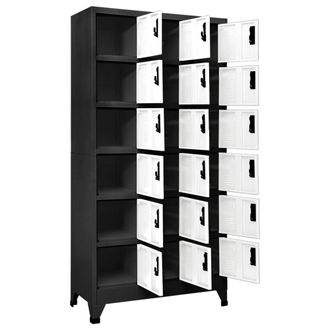 Berkfield Home Locker Cabinet Anthracite & White 90x40x180 cm Steel in Charcoal | Size: 90 x 40 x 180 cm