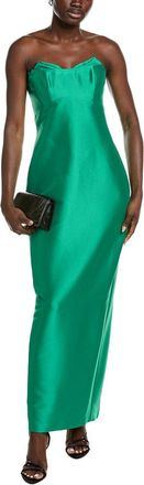 Badgley Mischka Fold Top Strapless Gown
