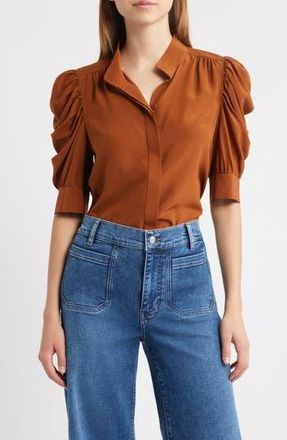 Frame Denim Gillian Silk Button-Up Shirt in Rust at Nordstrom Rack, Size X-Small
