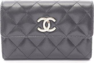 Chanel Black Grained Calfskin Wallet (Tri-Fold) (Pre-Owned)