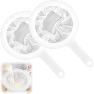 OEM Juego De 2 Coladores Peque&ntilde;os - Filtro De Malla Fina Para Alimentos, Zumos, Caf&eacute; Y Aceite - Ideal Para Leche De Soja Y Vino (malla 200/400)