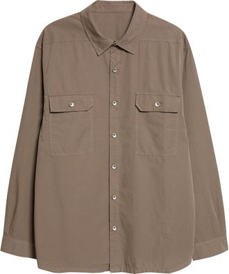 Rick Owens Jumbo Cotton Button-Up Overshirt in Dust at Nordstrom, Size X-Large