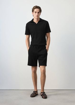 Mango Bermuda 100% cotone texture nero - Uomo - XXL - MANGO MAN