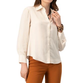 Ivonne Classic Striped Shirt in Beige at Nordstrom, Size 12