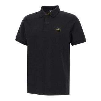 Sun 68 Polo Shirts, male, Black, Size: XL Print Under Collar Polo Shirt