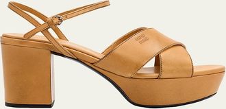 Miu Miu Waxed Leather Platform Sandals