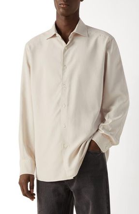 Ermenegildo Zegna Silk Shirt in Ivory at Nordstrom, Size Xx-Large