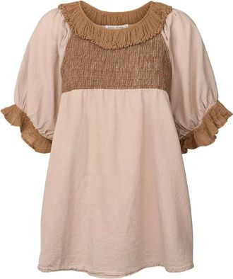 Rabens Saloner Dames, Jurken, Beige, Maat: XS Katoen
