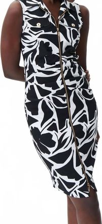 Joseph Ribkoff Abstract Print Dress In Vanilla/black
