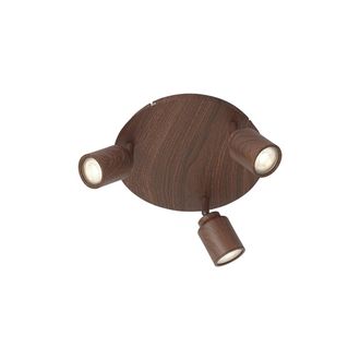 QAZQA Qazqa L&aacute;mpara De Techo Japandi De Madera Oscura Con Focos