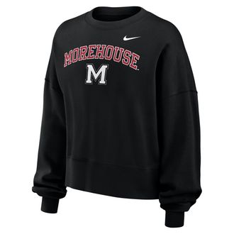 Nike Womens College (MOREHOUSE COLLEGE) Phoenix Fleece Crew-Neck Sweatshirt in Black | W33302MORE26-BLK