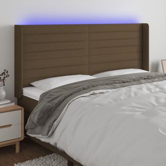 vidaXL Cabecero Con Led De Tela Marr&oacute;n Oscuro 183x16x118/128 Cm Vidaxl