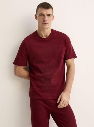BOSS Mens Burgundy waffle lounge T-shirt