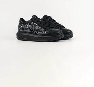 Karl Lagerfeld Womens Karl Lagerfeld Kapri Konstellation Leather Womens Black/Silver Trainers - Size: 4
