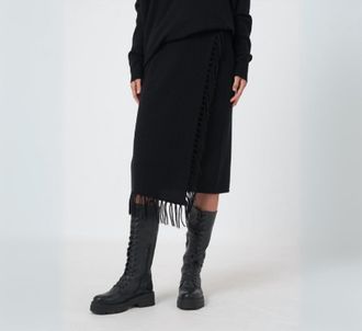 Repeat Pull On Wool Cashmere Skirt In Black
