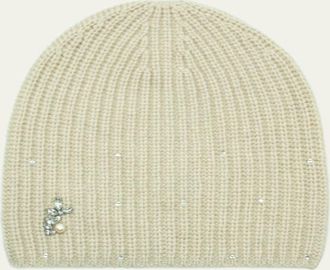 Portolano Knit Stone Embellished Cashmere Beanie