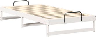 vidaXL Bed Frame with Carry Handles White Solid pine wood Vidaxl