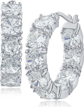 Kenneth Jay Lane Cubic Zirconia Inside Out Hoop Earrings in Rhodium Plated at Nordstrom