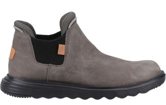 HeyDude Branson Leather Mens Grey Boots - Size UK 12
