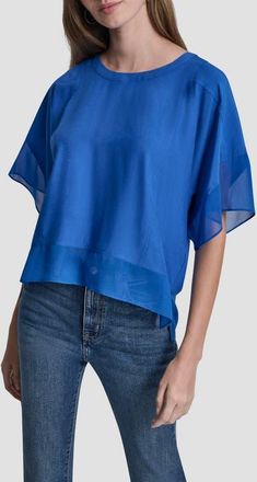 DKNY Mixed Media Dolman Sleeve Top in Cobalt at Nordstrom, Size X-Large