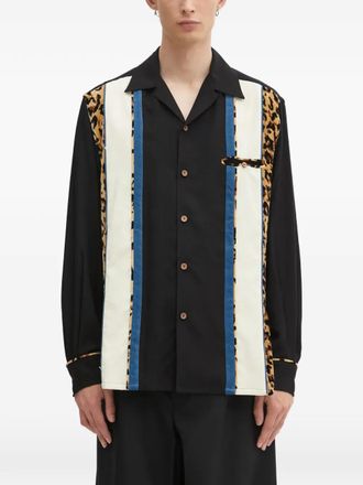 Wacko Maria animal-print panel shirt - Black