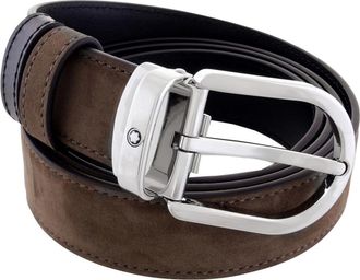 Montblanc Horseshoe 30 mm Reversible Belt in Suede Leather