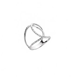 Gold & Honey Womens Geometric Diamond Cut Ring In Silver
