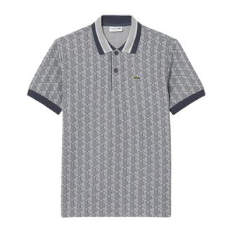 Lacoste Polo Shirts, male, Gray, Size: 2XL Classic Fit Monogram Jacquard Polo Shirt