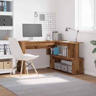 Berkfield Home Modern Corner Desk Old Wood 200.5x50x76 cm Engineered Wood in Brown