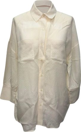 Anine Bing Textured Button-Down Shirt in Ivory Viscose
