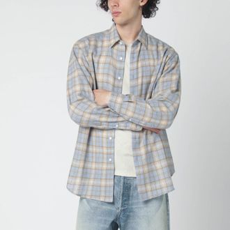 Auralee Light blue/beige checked wool shirt