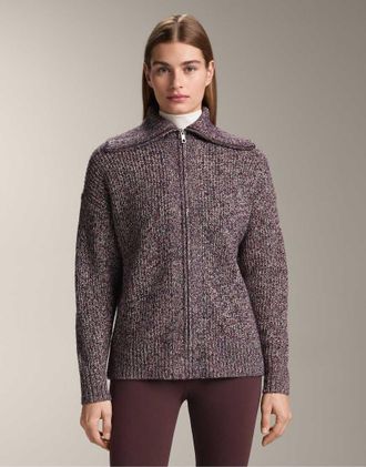 Oysho Giacca in maglia mélange con collo alto bordeaux-Rosso