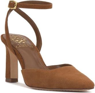 Vince Camuto Galees Ankle Strap Pump in Burnt Sugar Torano Suede at Nordstrom, Size 9.5
