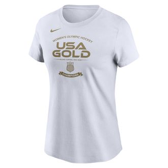 Nike Womens USA OIympic Team 2026 Gold Medal T-Shirt in White | W11942P506USAH-WHT
