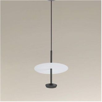 Trade Shop Trade Shop Traesio - Trade Shop - Lampadario a Sospensione Luce 6500k Led 12w Disco Paralume Piatto Bianco Nero Tondo 33122