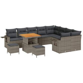 vidaXL Conjunto De Sof&aacute; De Jard&iacute;n 12 Pcs Gris Rat&aacute;n Sint&eacute;tico Vidaxl