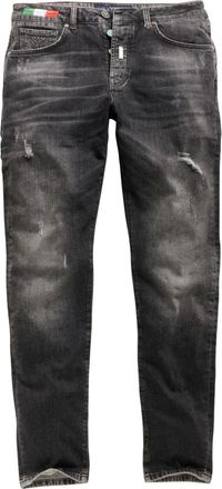 Carlo Colucci Jeans, Heren, Zwart, W30, Katoen, 5-pocket Jeans met Used Details