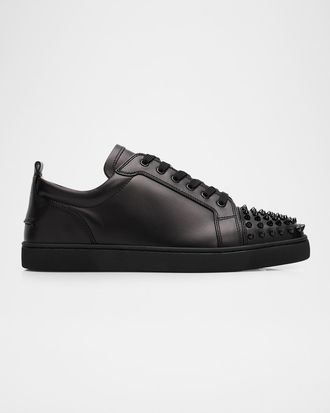 Christian Louboutin Men & apos;s Louis Junior Spikes Leather Low-Top Sneakers