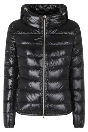 Herno Black Giada High Neck Removable Hood Polyamide Down Jacket