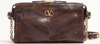 Valentino Garavani Borsa Piccola A Spalla Valentino Garavani Panthea In Suede E Nappa Motivo Chevron Donna EBANO UNI