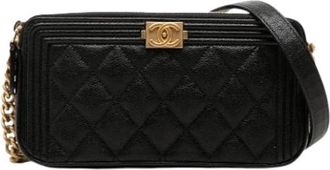Chanel Pre-owned Boy Wallet on Chain - Dames - Vintage Schoudertas - Zwart - ONE Size - Leer - Vintage