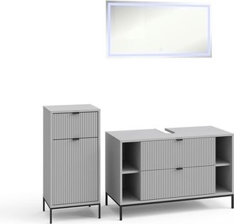 Vicco Conjunto De Muebles De Ba&ntilde;o De 3 Piezas Eliza, Gris, 3 Partes, Vicco