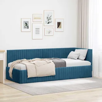 vidaXL Cornice Del Letto Ad Angolo Blu 80 Cm X 200 Cm Velluto Vidaxl