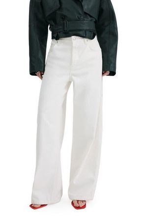Mango High Waist Balloon Jeans in White at Nordstrom, Size 10